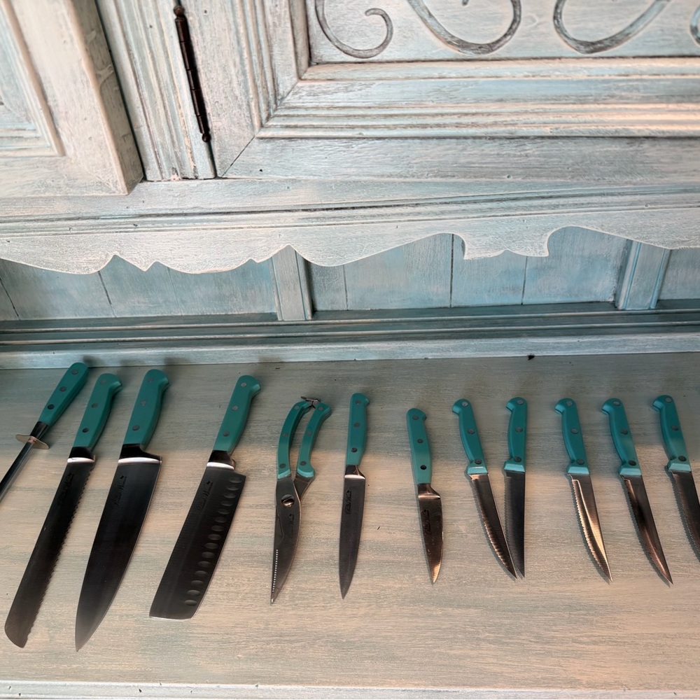 Pioneer Woman Teal Knife Set for Home Kitchen